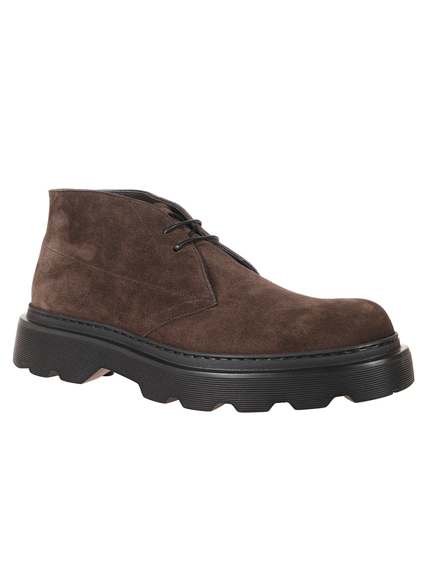 Tod's Brown Suede Casual Shoes With Rubber Sole In Black