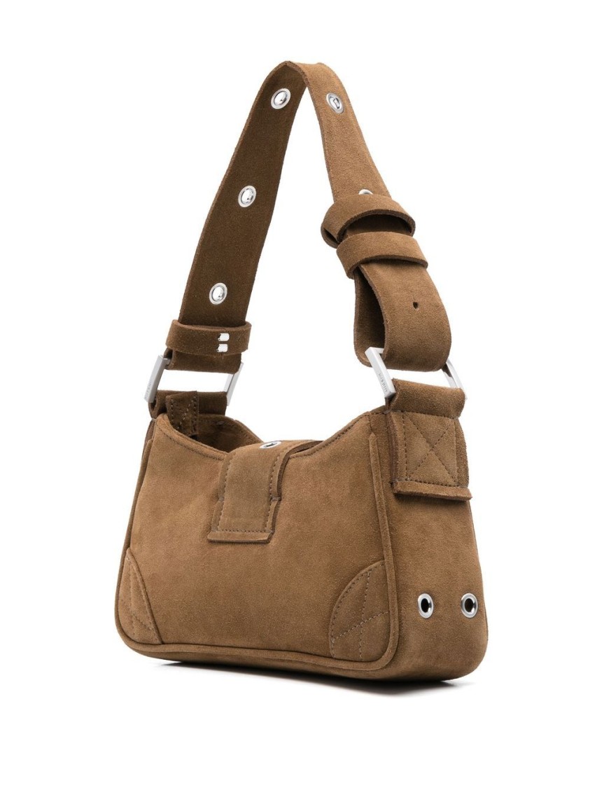Misbhv Small Brown Suede Handbag With Adjustable Strap