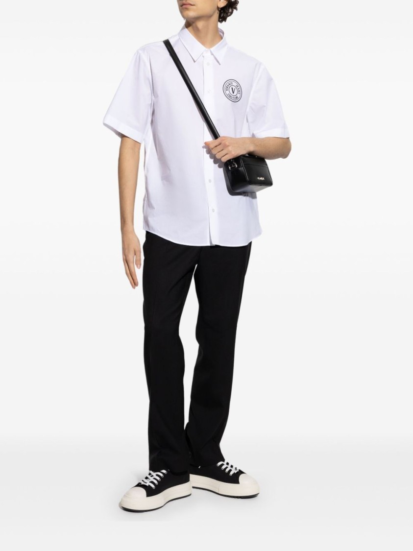 Shop Versace Jeans Couture Short-sleeved White Cotton Shirt