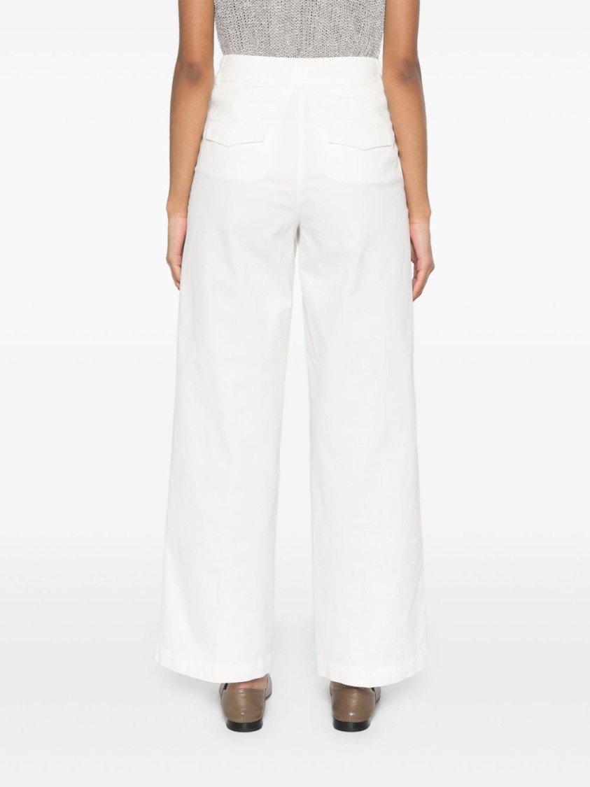 Peserico Wide-leg White Trousers With Hidden Closure In White