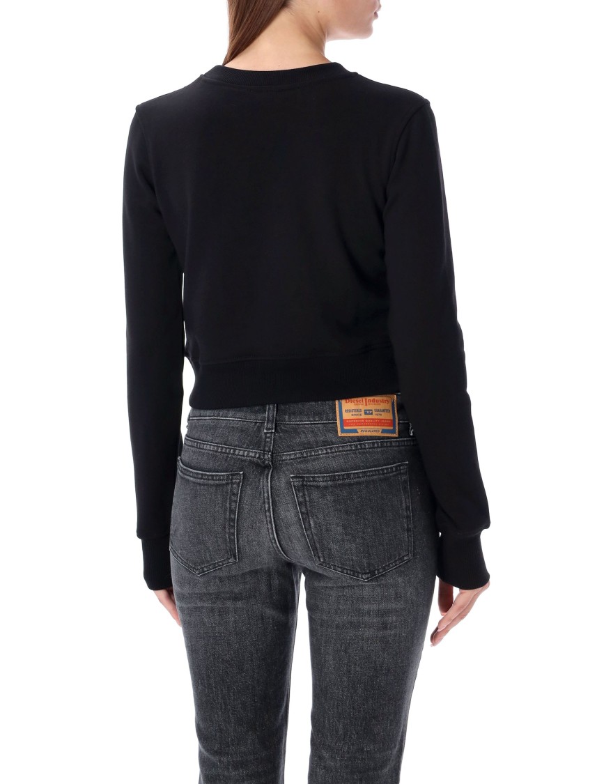 Diesel Cropped Sweatshirt With Cut-out Logo In Black