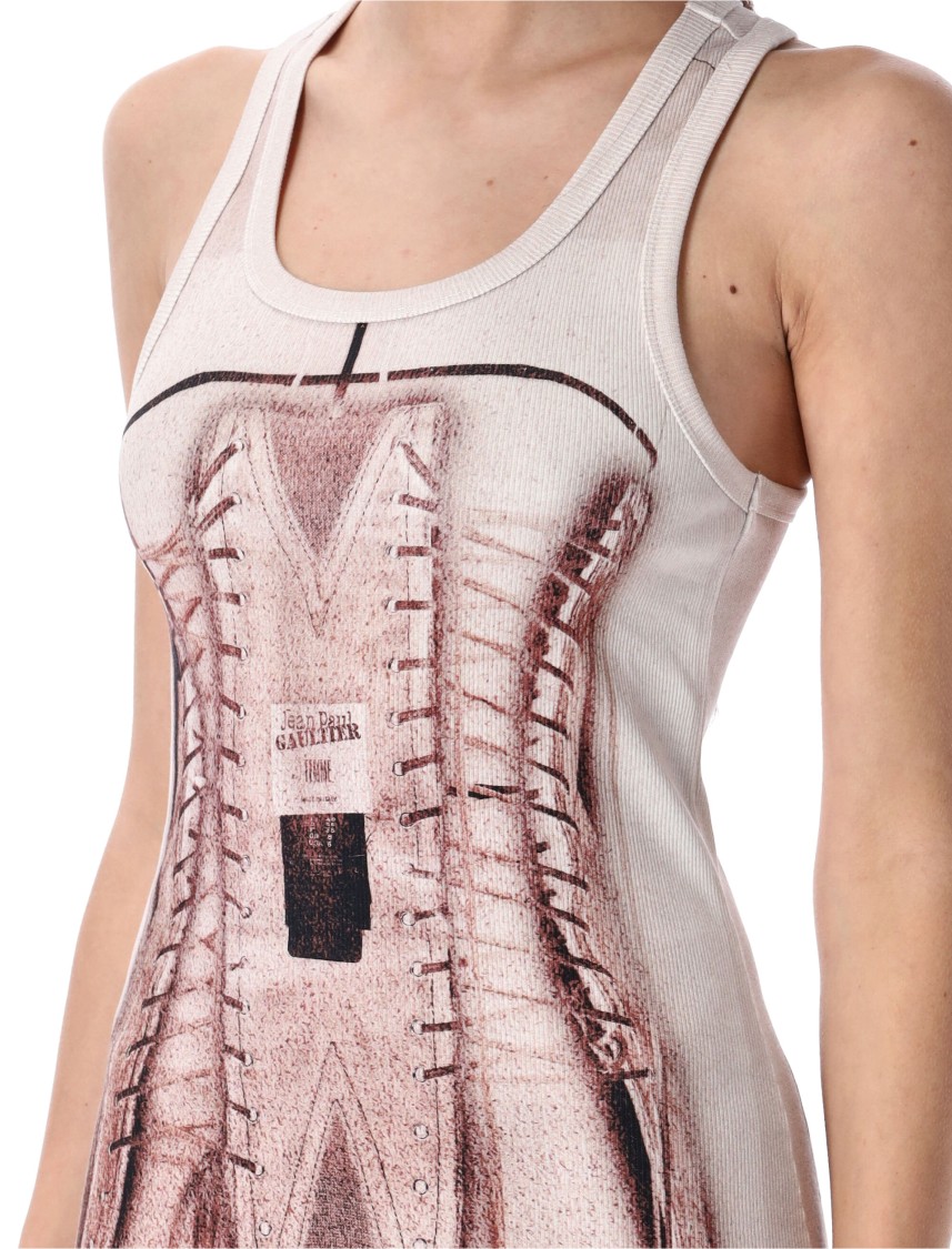 Shop Jean Paul Gaultier Corset Trompe L'oeil Knit Dress In Pink