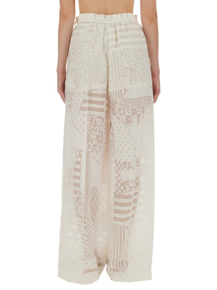 Fendi White Viscose Silk Trousers In White