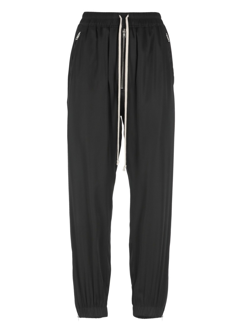 Rick Owens Tapered Black Viscose Blend Track Pants In Black