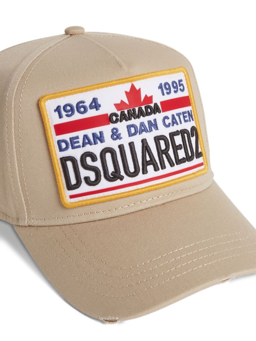 Dsquared2 Beige Structured Cap With Logo Patch In Neutral