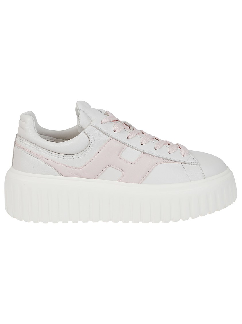 Hogan H645 Leather Sneakers With Platform Sole In White