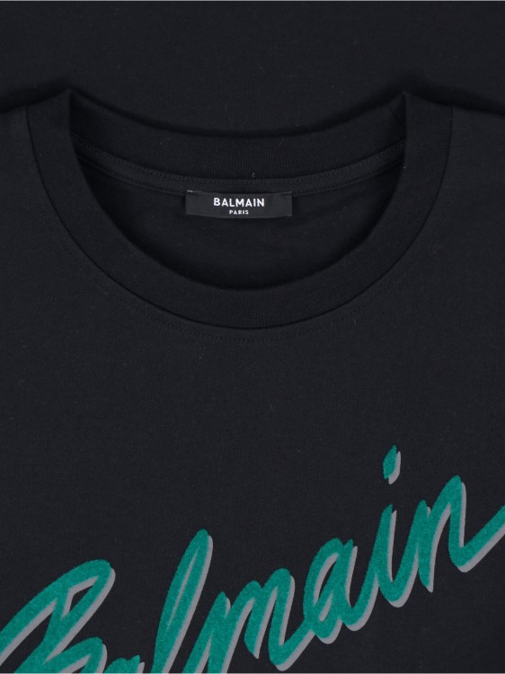 Balma Cotton T-Shirt With Striking Green Logo Print in Black Balma Cotton T-Shirt With Striking Green Logo Print in Black