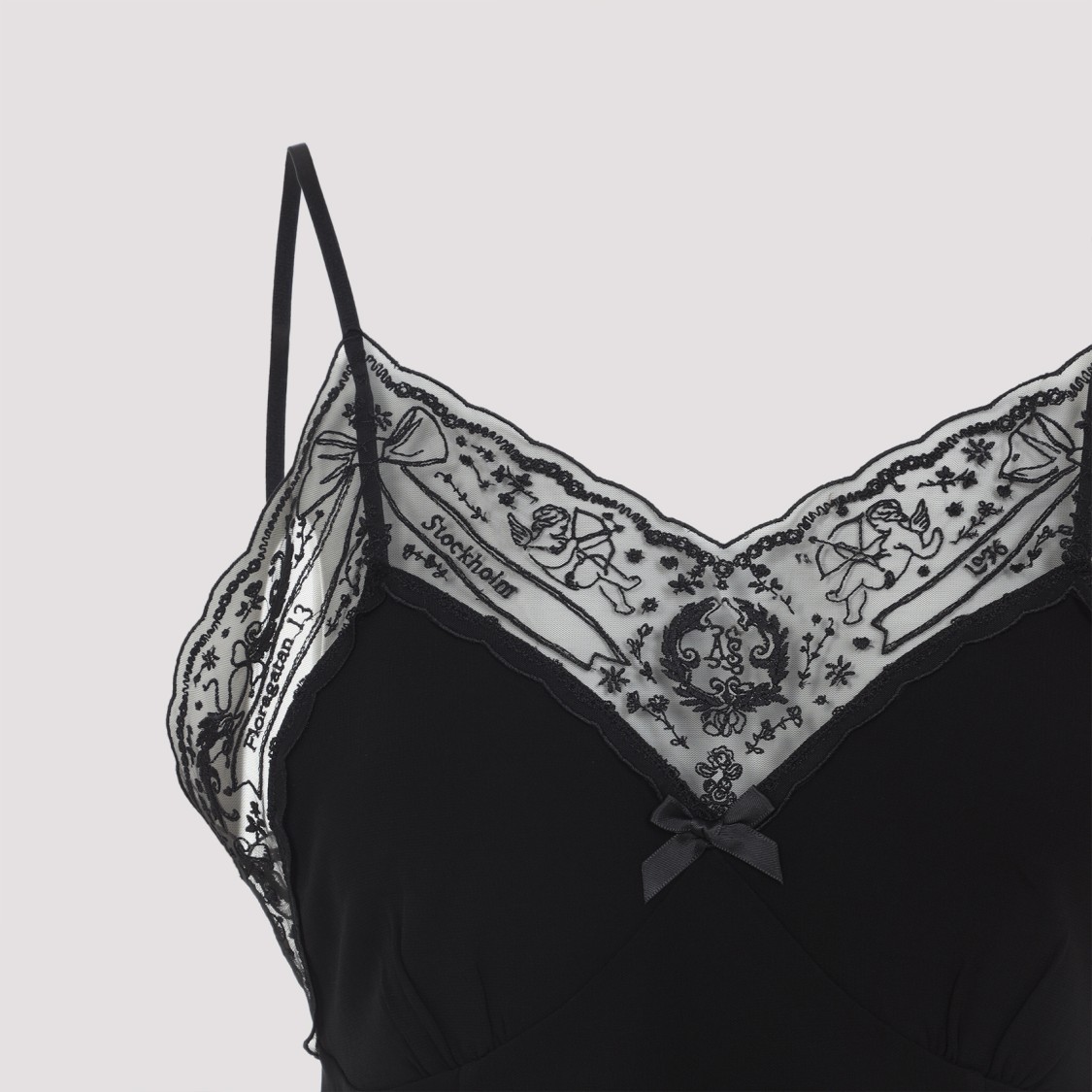 Acne Studios Talea Lace Trim Crepe Camisole In Black
