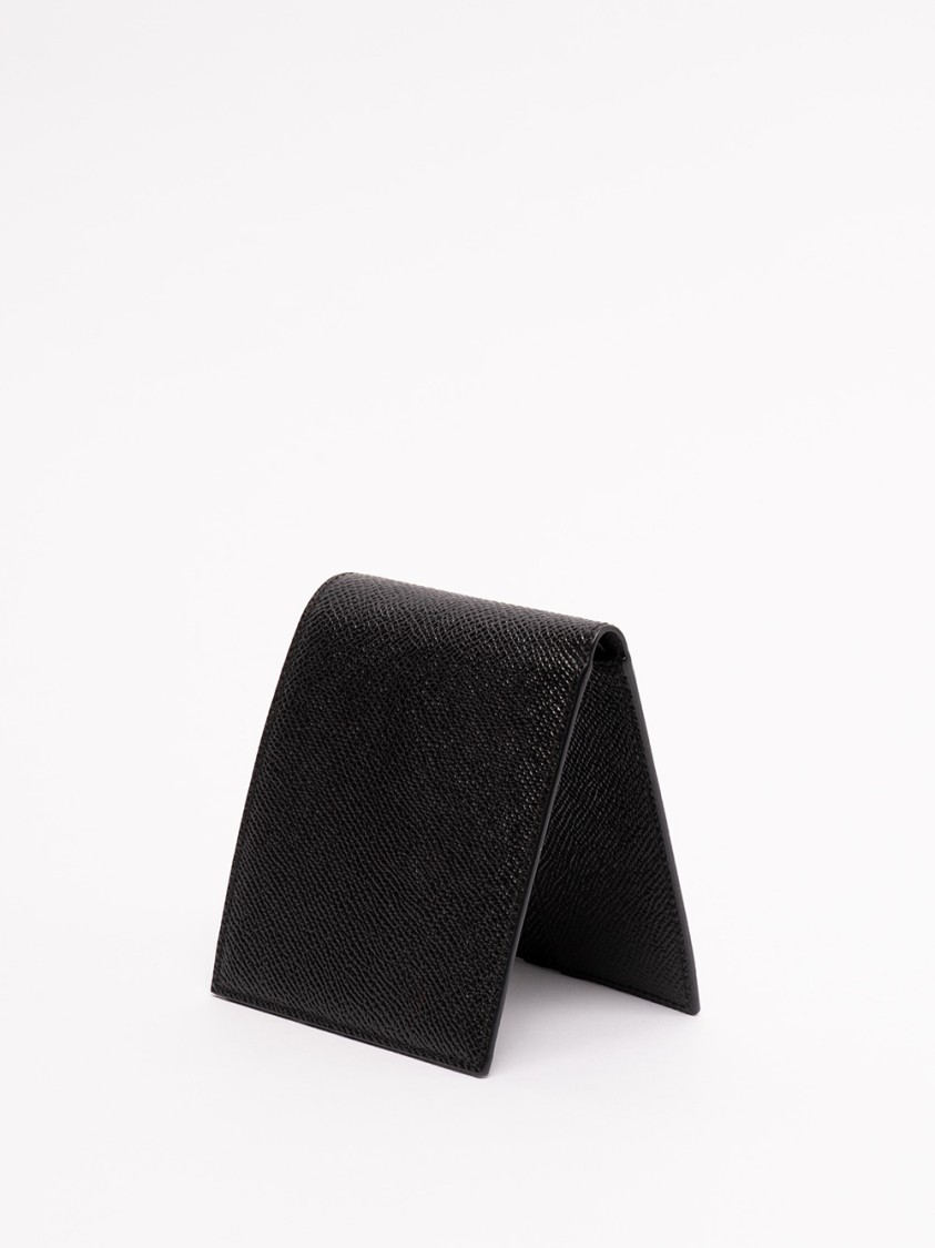 Dolce & Gabbana Bi-fold Wallet In Textured Calf Leather In Black