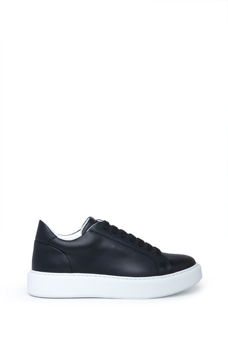 Gazzarrini X Michele Franzese Low-top Black Leather Sneakers With Rubber Sole In Black