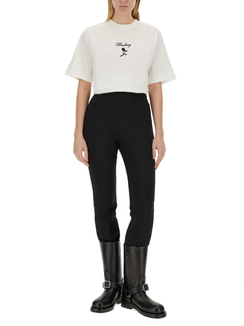 Burberry Crew Neck Floral Motif Short Sleeves T-shirt In White