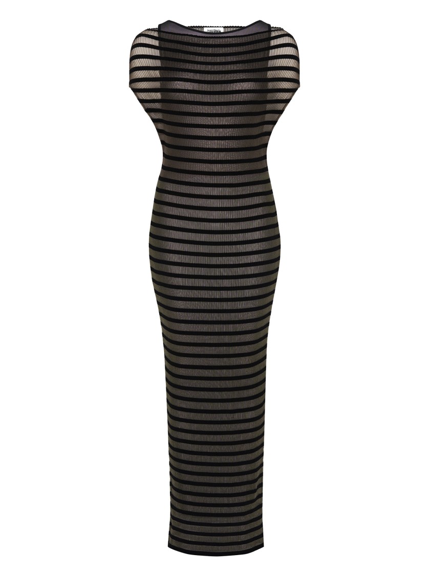 Shop Jean Paul Gaultier Semi-transparent Black Maxi Dress