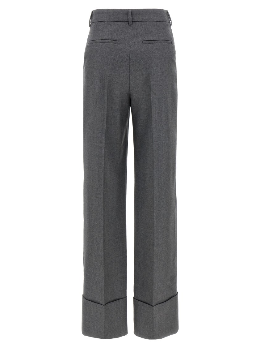 Valentino Garavani Wide-leg Virgin Wool Trousers With Maxi Turn-up In Black