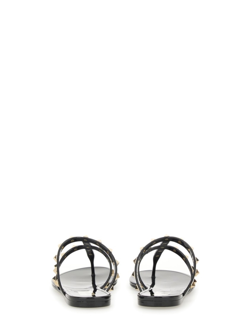 Valentino Rockstud T-strap Flat Slide Sandals