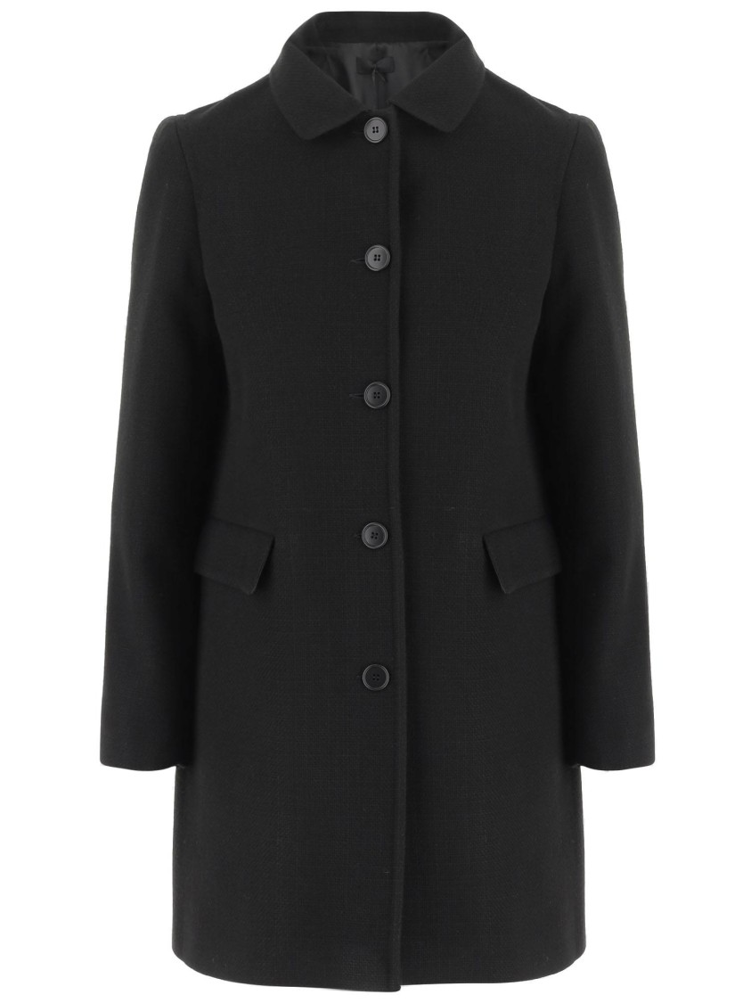 Fit F.it Viscose Blend Single Breasted Coat In Black
