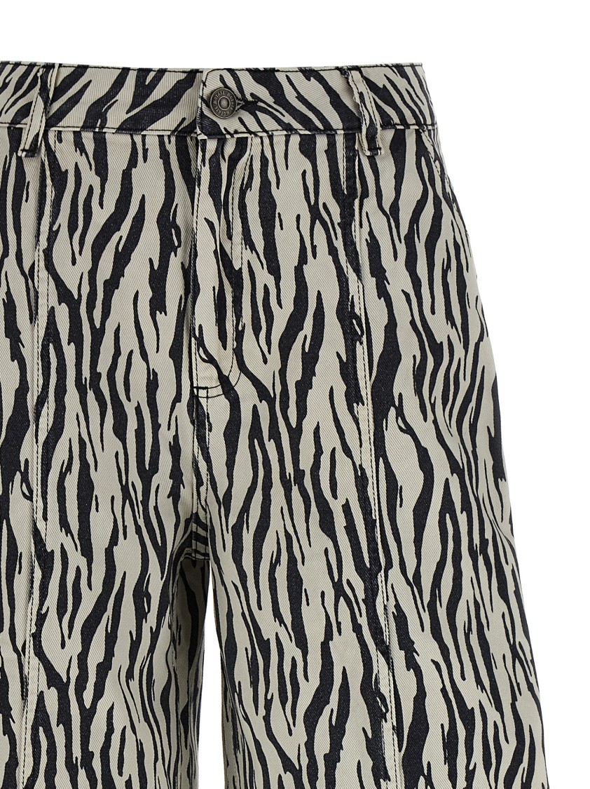 Rotate Birger Christensen 'printed Twill Cargo' Pants In Gray