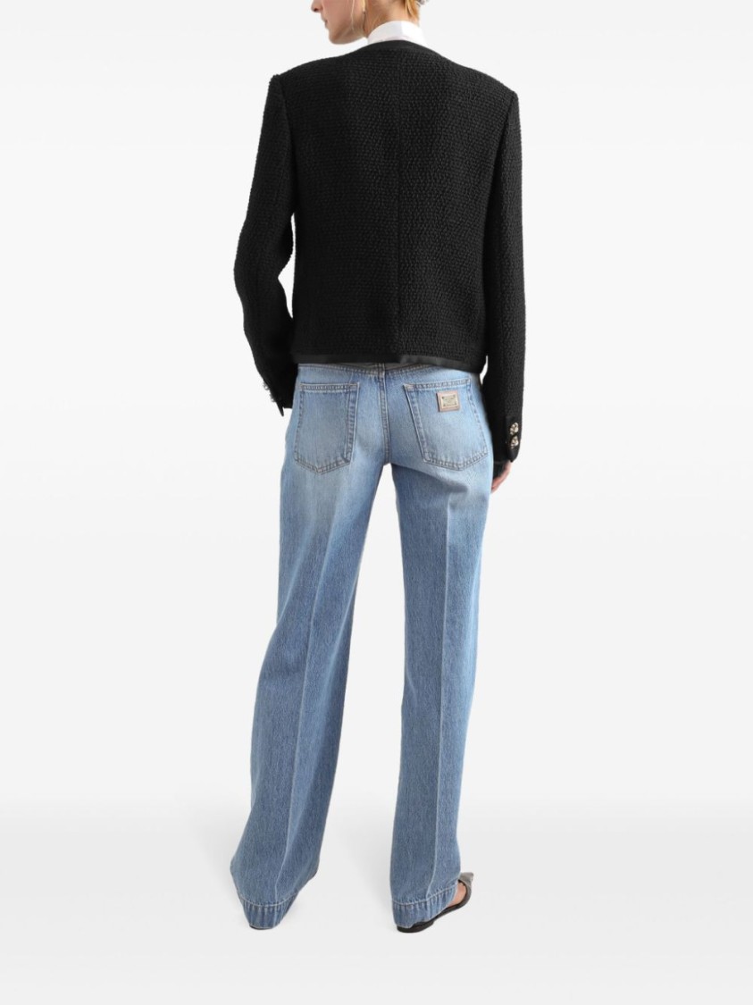 Dolce & Gabbana Straight-leg Blue Jeans With A Distressed Effect In Blue