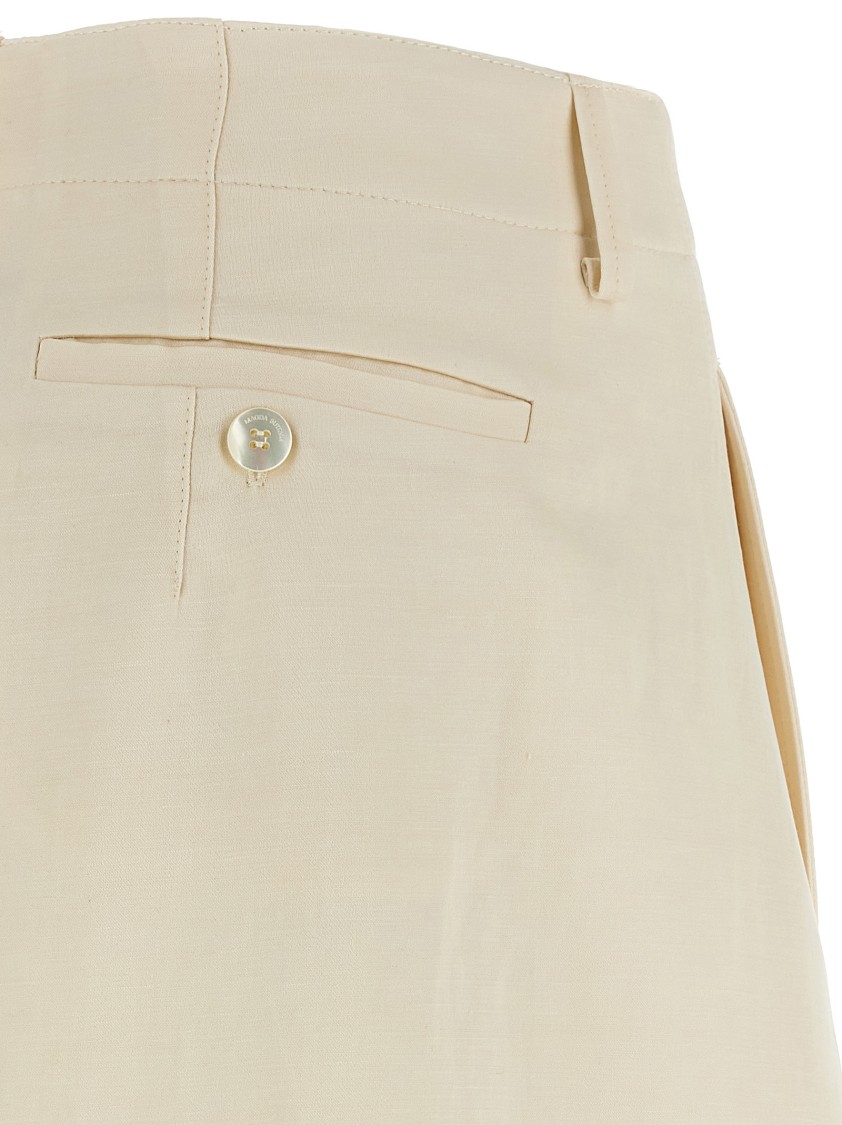 Magda Butrym Wide Leg Stretch Cotton Trousers With Asymmetric Stitching In Neutral