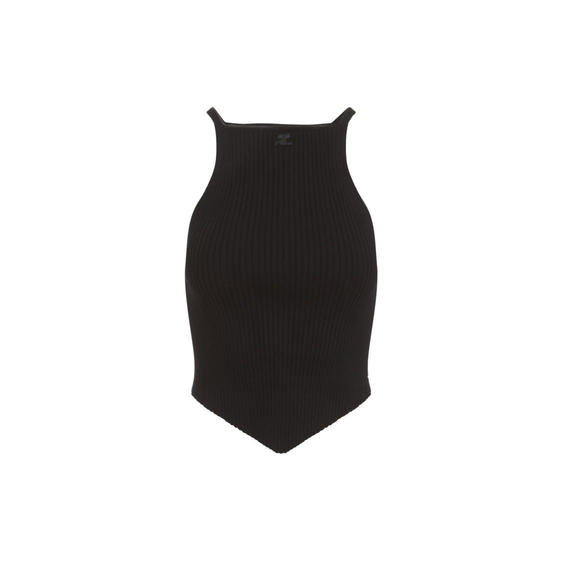 Shop Courrèges Ribbed Black High-neck Top