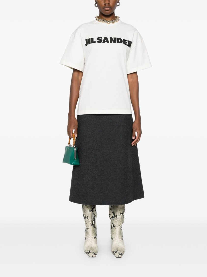 Jil Sander Cotton T-shirt With Bold Logo And Classic Cut In Jil Sander Cotton T-shirt With Bold Logo And Classic Cut In