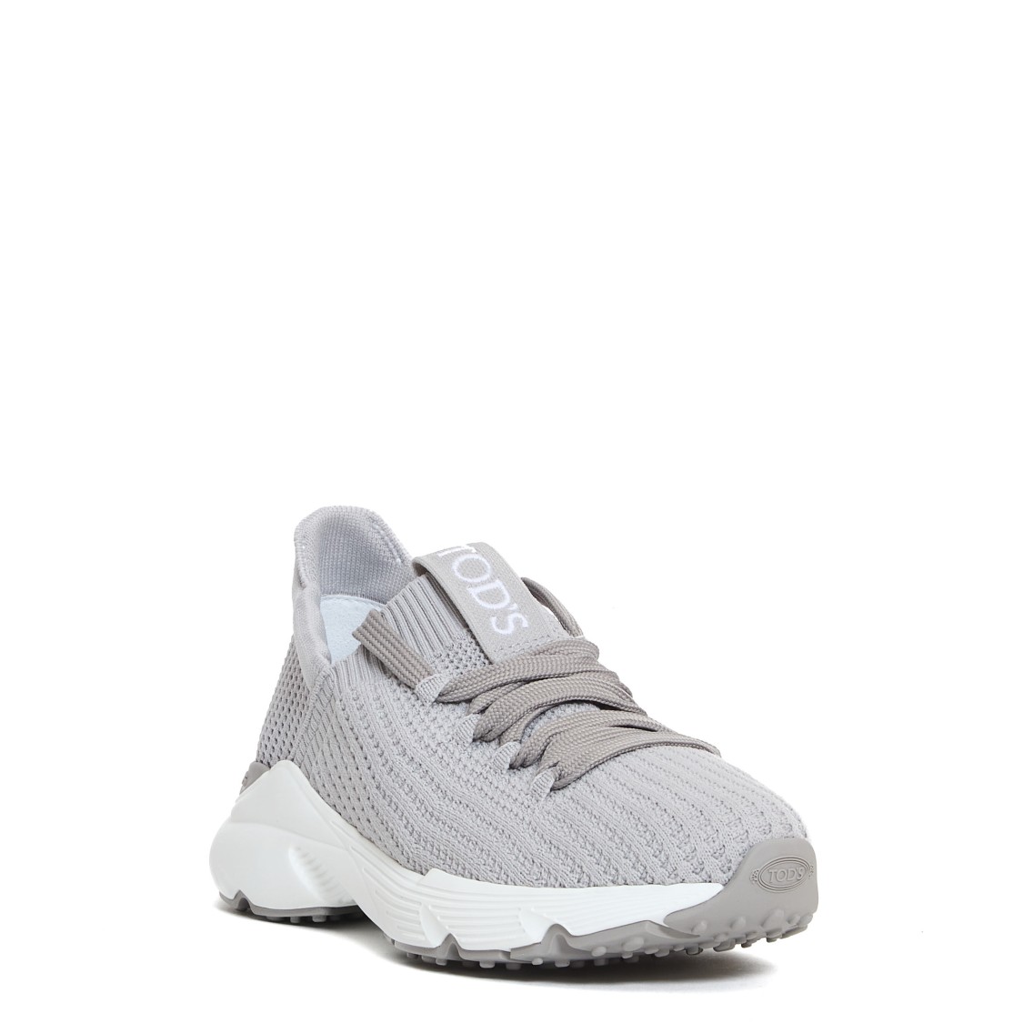 TOD'S TOD'S STRETCH FABRIC GREY RUNNING SNEAKERS WITH RUBBER SOLE