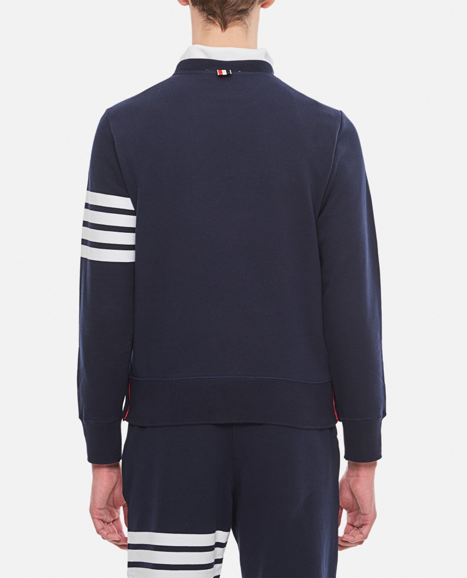 Shop Thom Browne Classic Sweatshirt In Classic Loopback 4 Bar In Blue