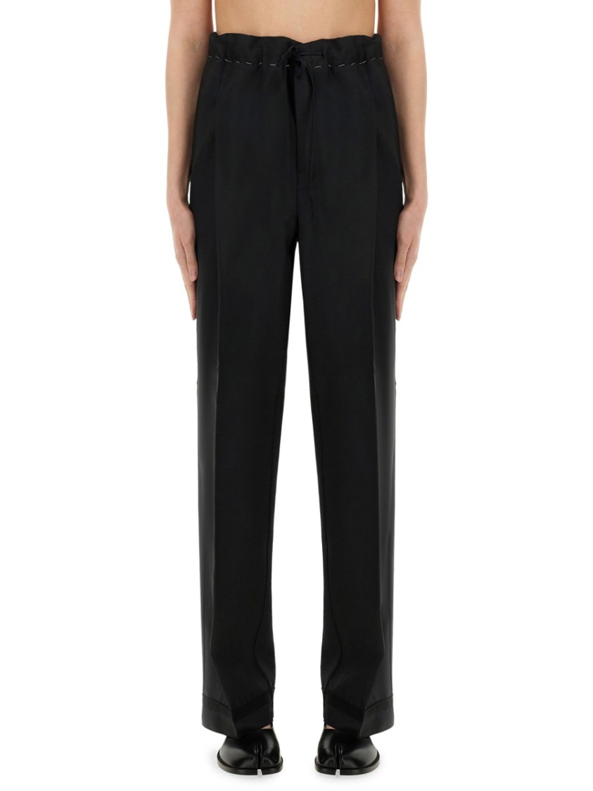 Shop Maison Margiela Wool And Mohair Pants In Black