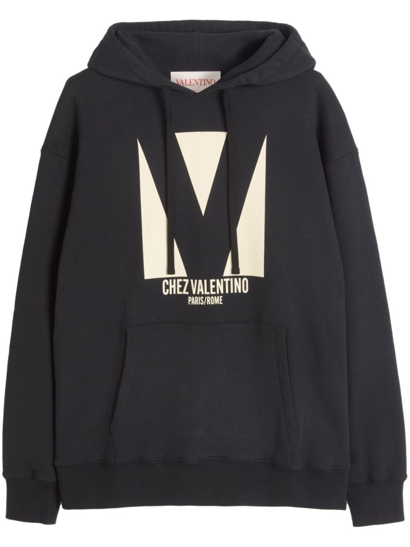 パーカー・フーディ Valentino Drawstring Hood Sweatshirt With Bold Chez Print Valentino Drawstring Hood Sweatshirt With Bold Chez Print