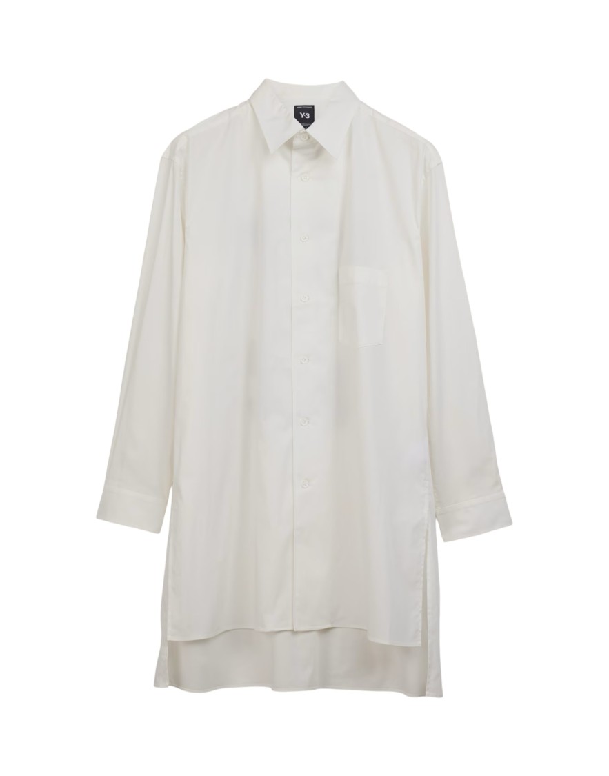 Y-3 Oversized Button-up Shirt With Iconic Graphic Print In Brown