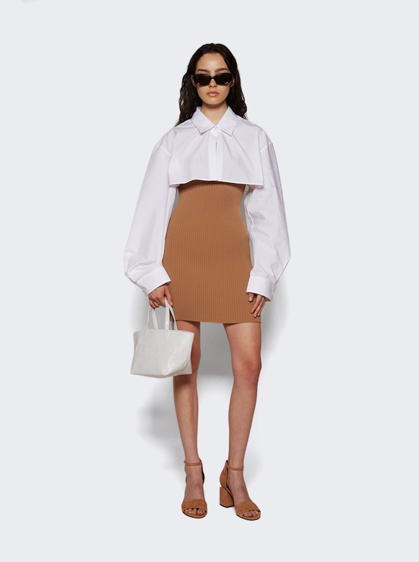 Alexander Wang Pre-styled Cropped Cami And Button Up Dress In White