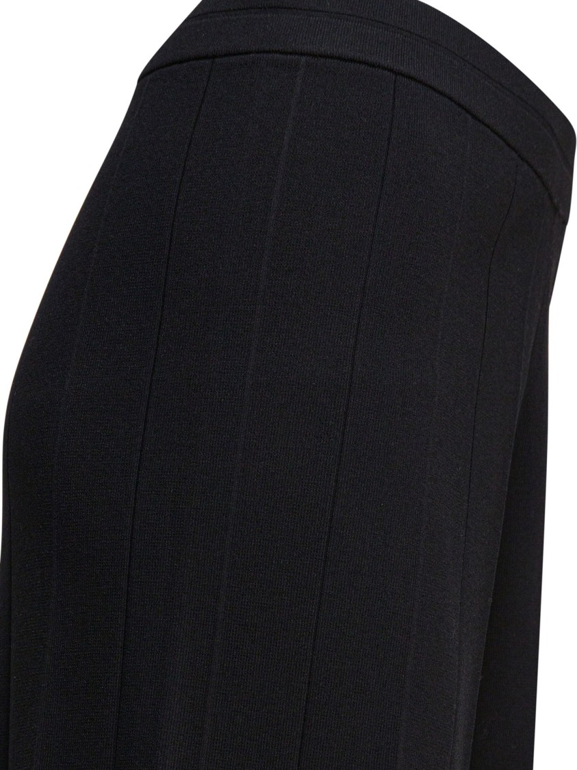 Max Mara Black Wide-leg Trousers With Vertical Ribbing In Black