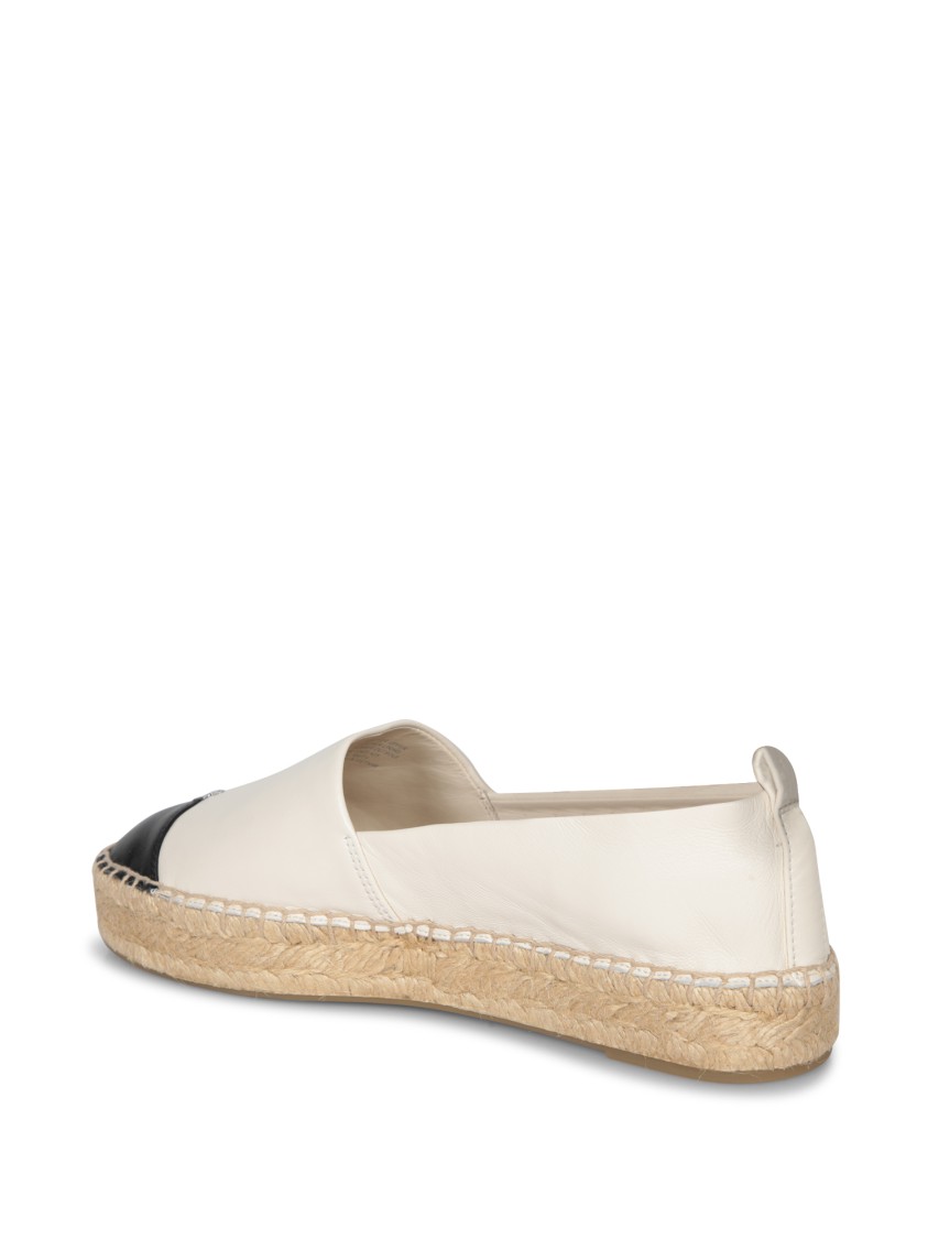 Tory Burch Creamy Espadrilles With Black Cap Toe In Neutral