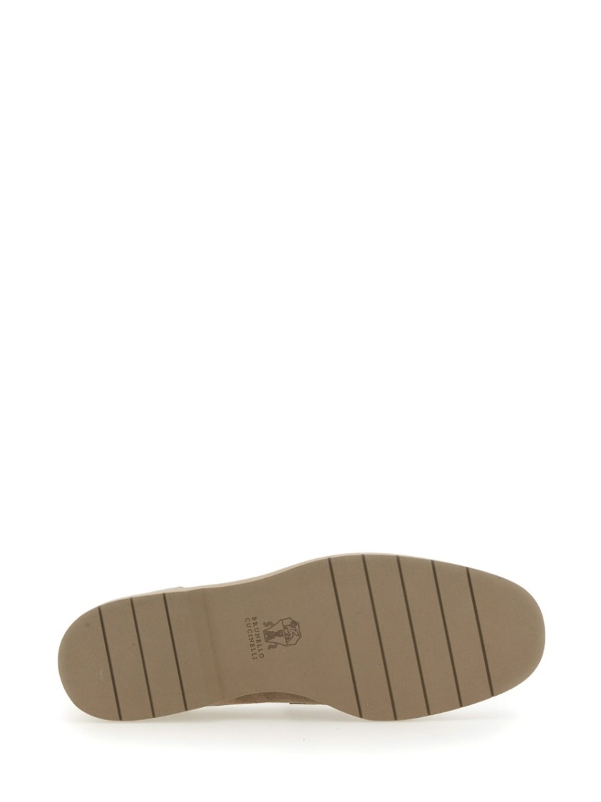 Brunello Cucinelli "penny" Suede Moccasin In Brown