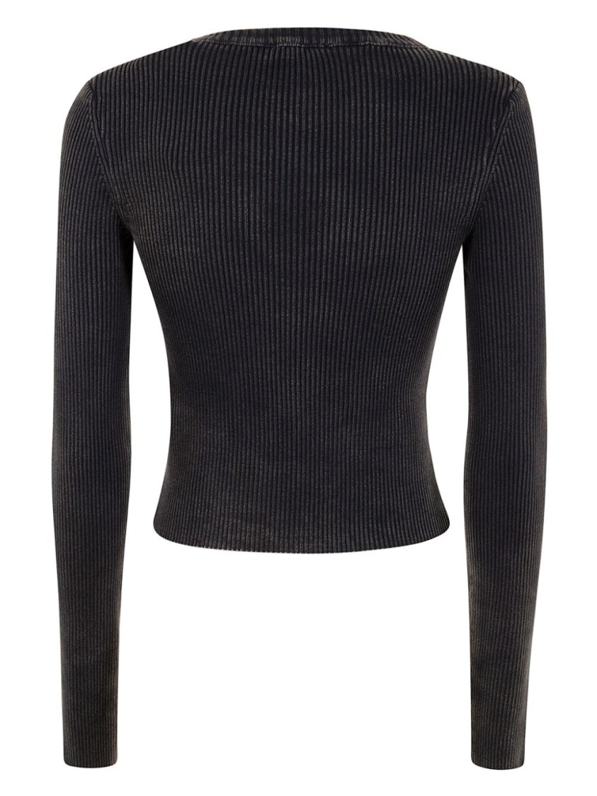 Diesel M-anchor-a Cropped Denim Sweatshirt With Cut-out Detail In Black