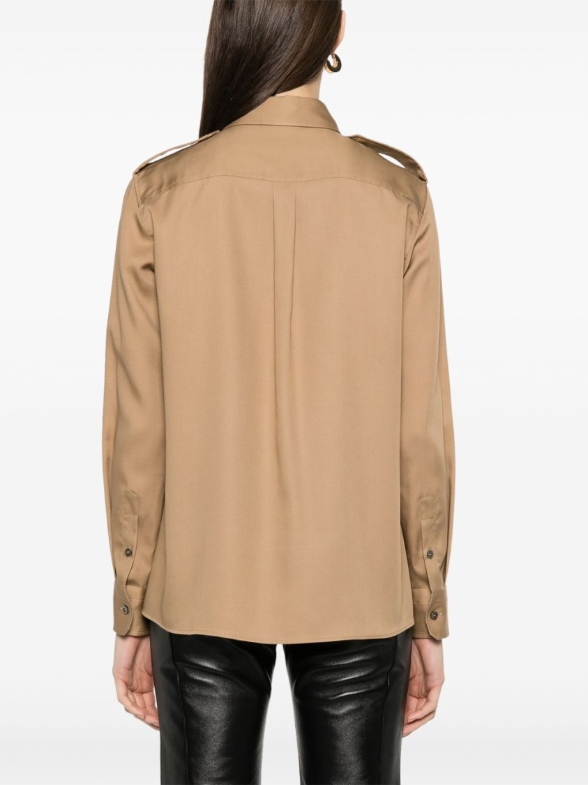 Tom Ford Tailored Yellow Shirt With Structured Collar In Brown