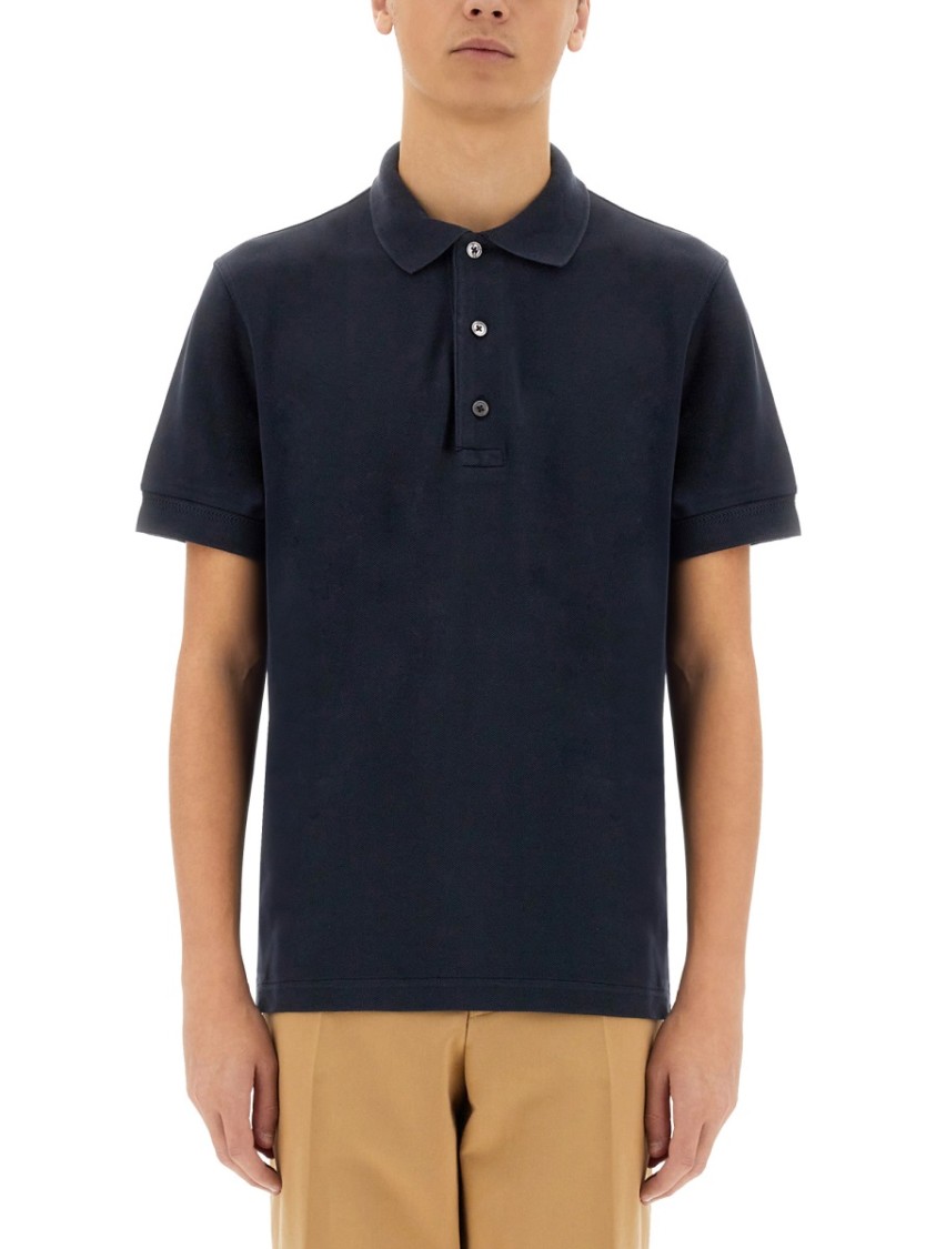 Tom Ford Polo Shirt With Button Placket And Collar In Blue