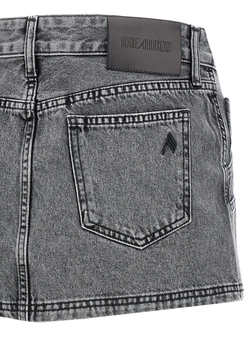 Attico Gray High-waisted Slim Fit Denim Mini Skirt