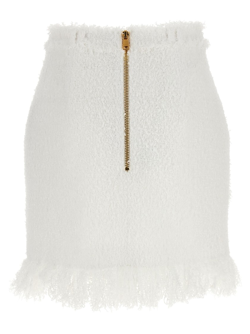 Balmain Eyelash Crop Top With Logoed Buttons In White