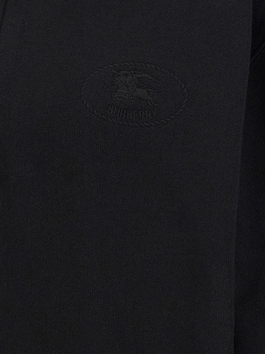 Burberry Mens Logo-embroidered Funnel-neck Cotton Sweatshirt Black Xl In Black