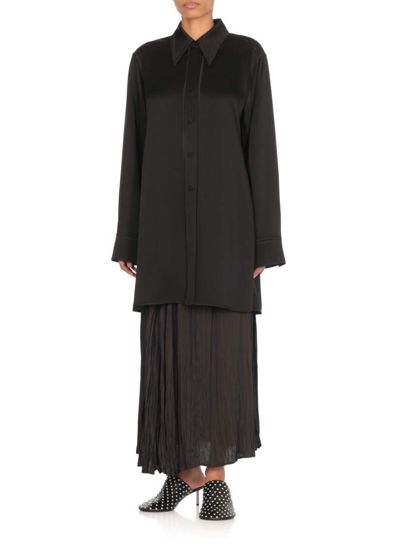 Shop Jil Sander Black Satin Shirt