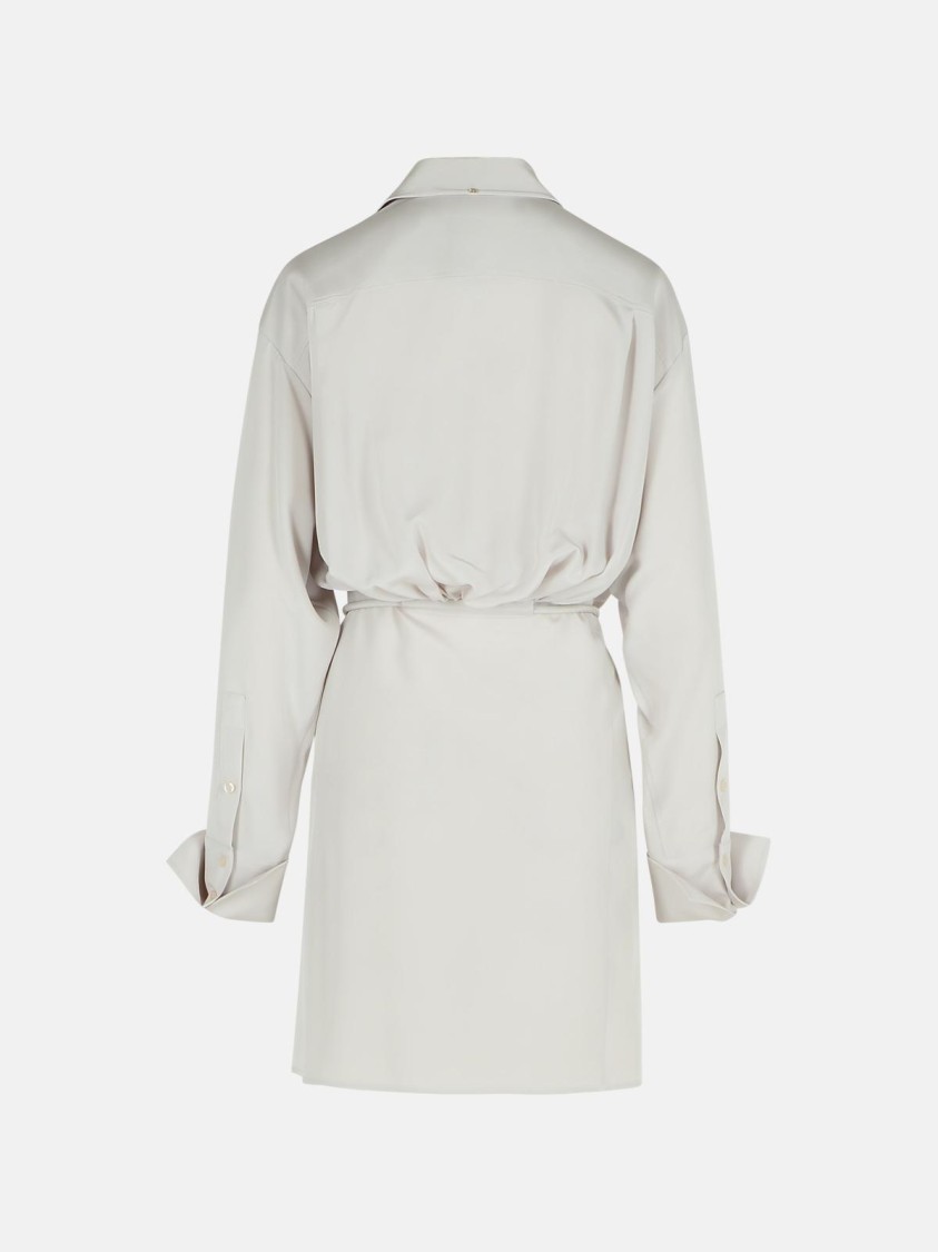 Sportmax Eolie Grey Silk Dress In Silver
