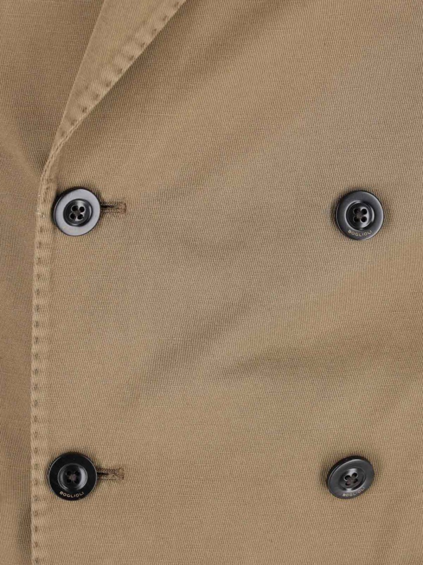 Boglioli Light Brown Linen Double-breasted Suit In Neutrals