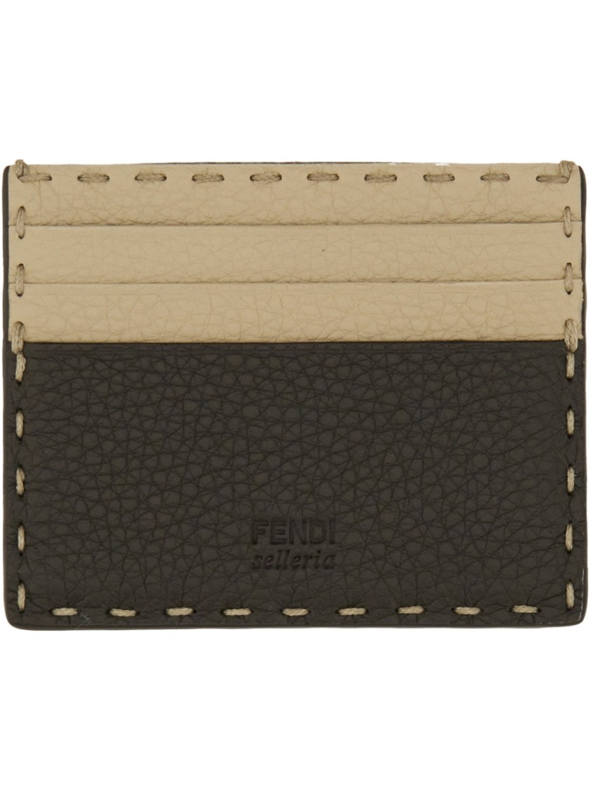 Fendi Men Two-tone Leather Sellerie Card Holder