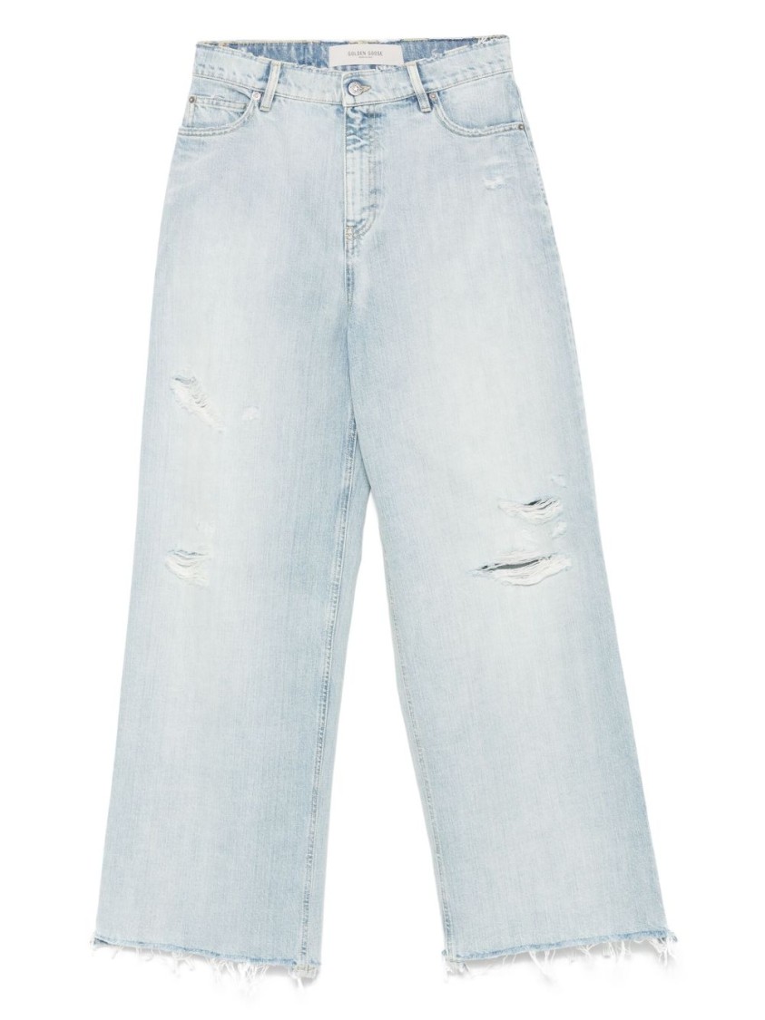 Golden Goose Womens Pants In Lived-in Effect Denim