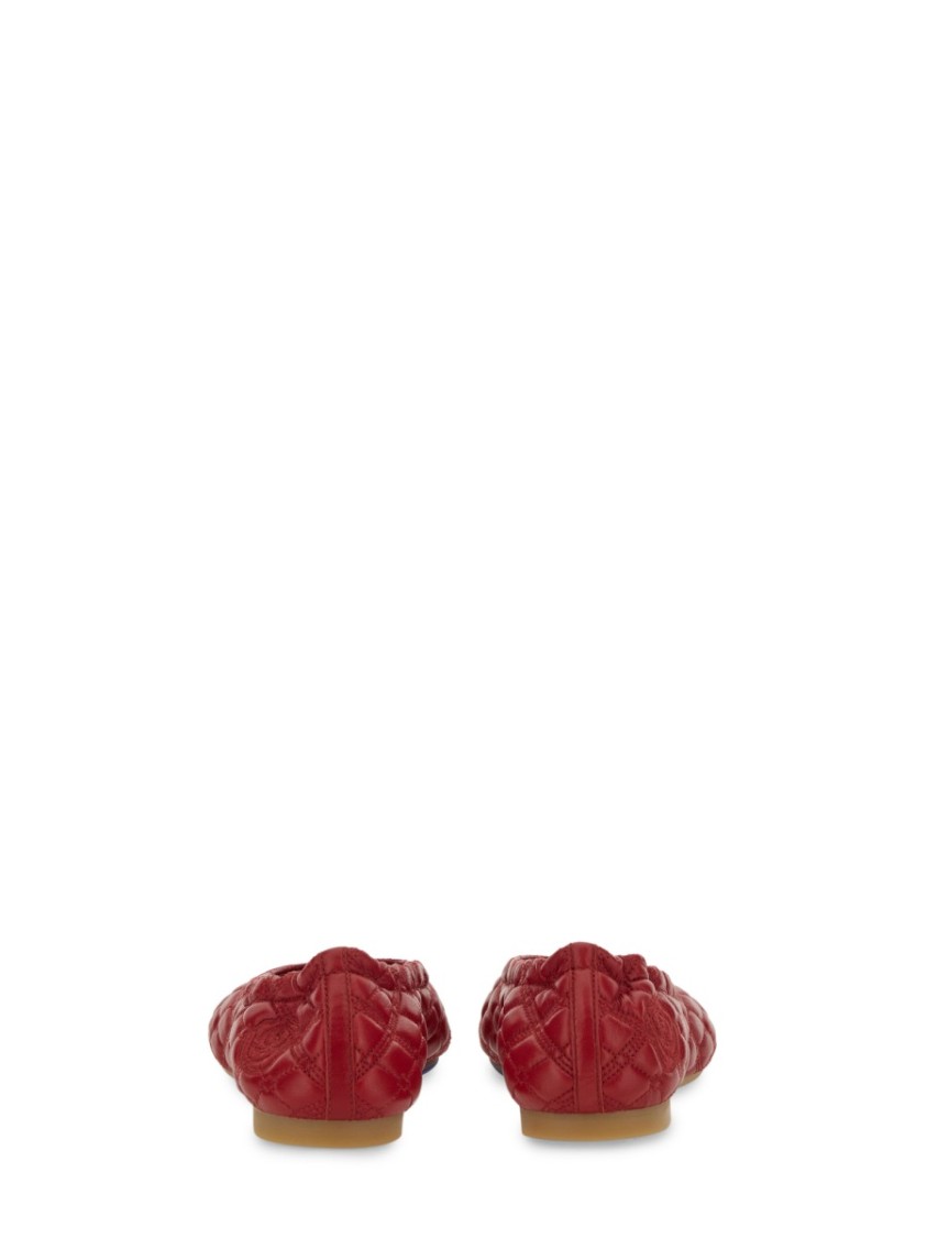Burberry Sadler Quilted Lambskin Ballerina Flats In Red