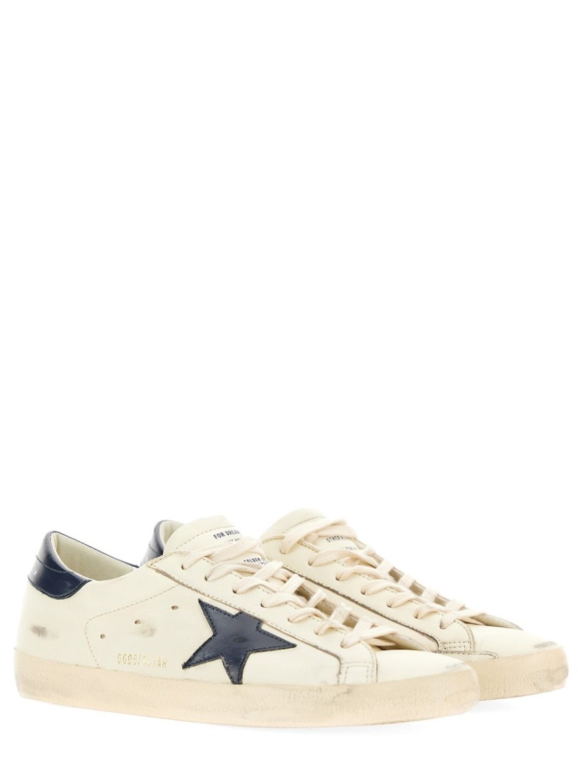 Golden Goose White Lace Up Leather Sneakers In White