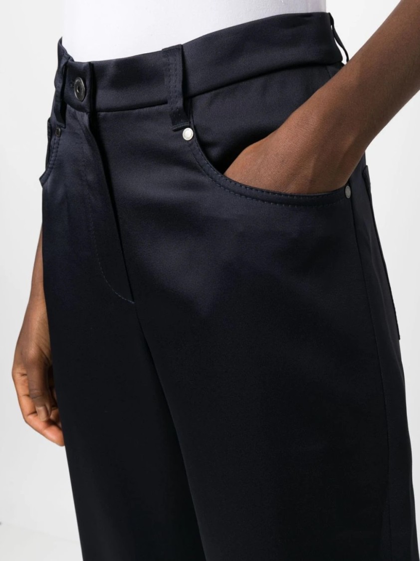 Brunello Cucinelli Straight-leg Satin-finish Trousers In Black