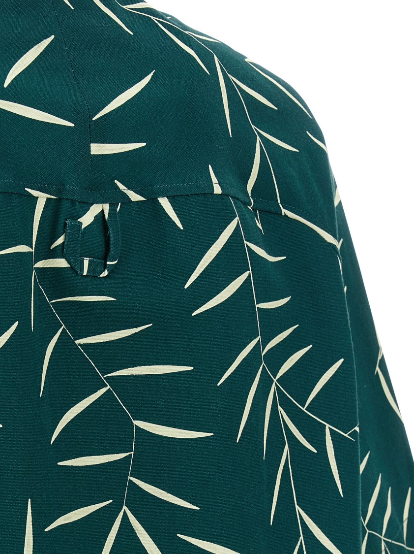 Jacquemus Leaf Print Short Sleeve Shirt With Pocket In Green