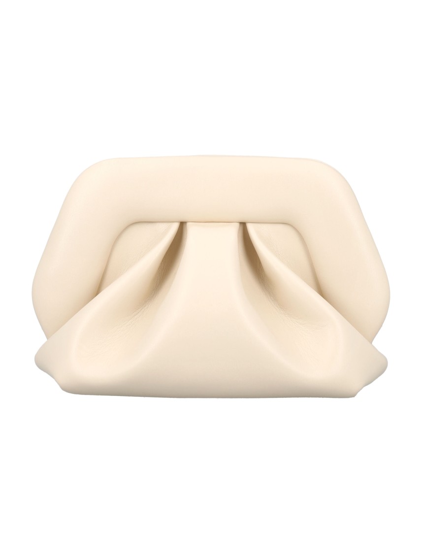 Themoirè Sculptural Gea Clutch With Detachable Shoulder Strap In Neutral
