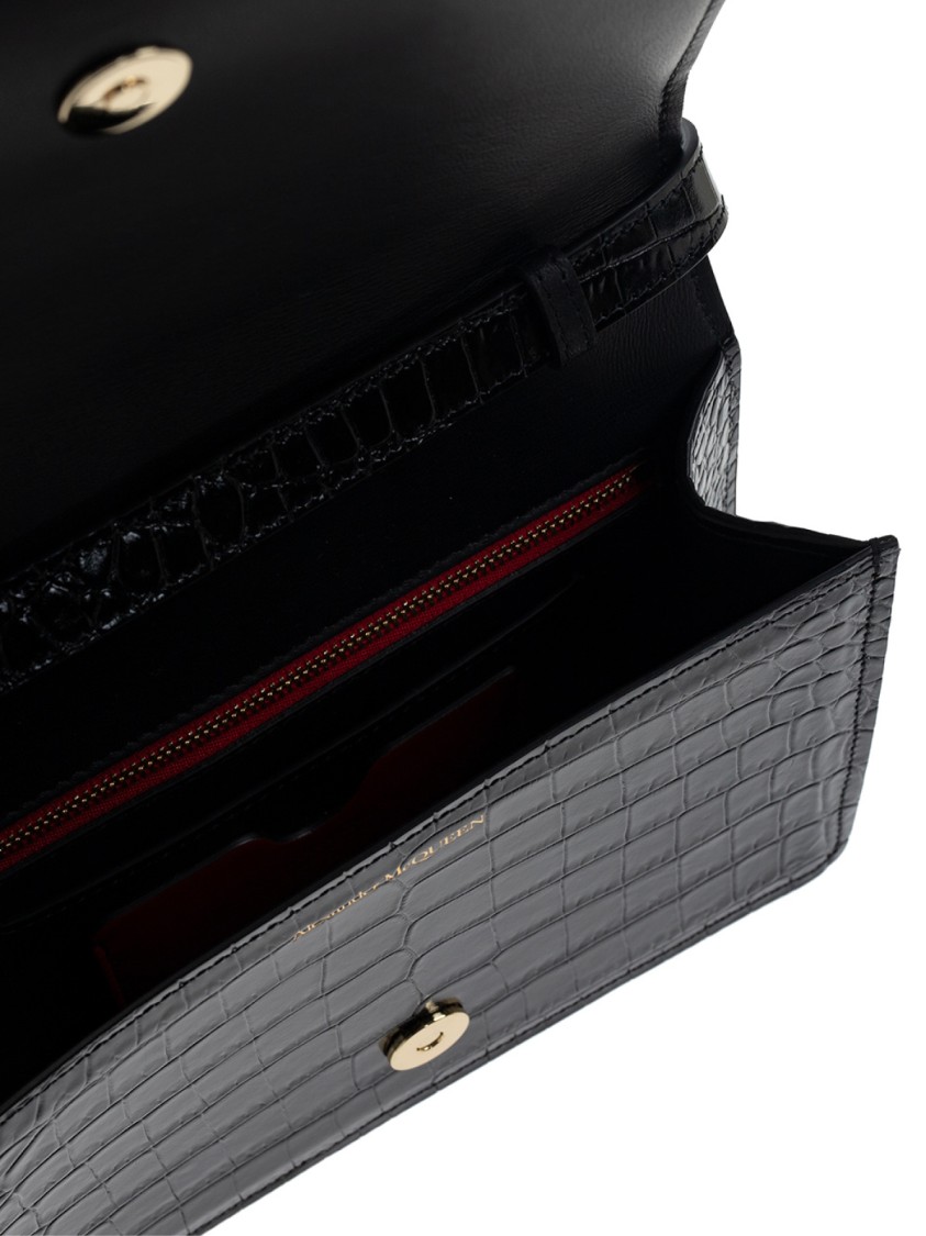 Alexander Mcqueen The Four Ring Crossbody Bag In Black